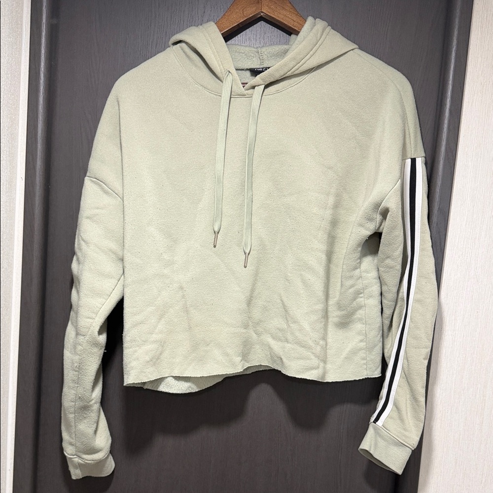 Rue21 Light Green Hoodie with Black and White Stripe
